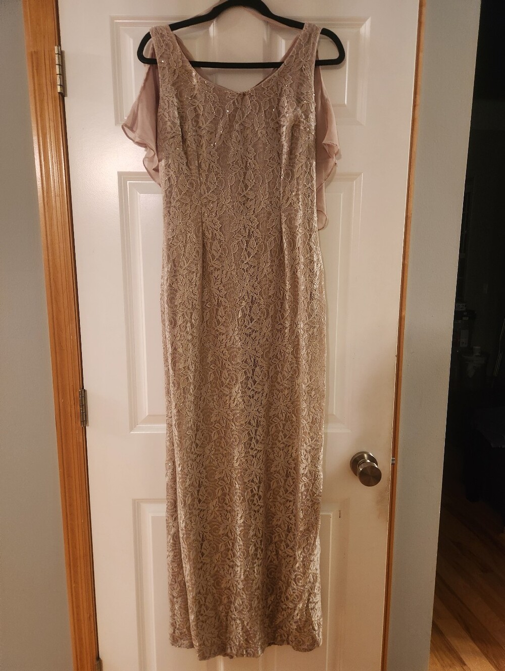 Jessica Howard Beige Lace Dress with Nude Lining, Size 6